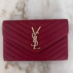 Red Quilted Clutch w/ Gold Chain